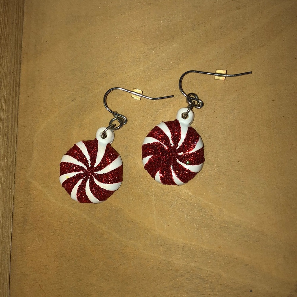 peppermint festive earrings